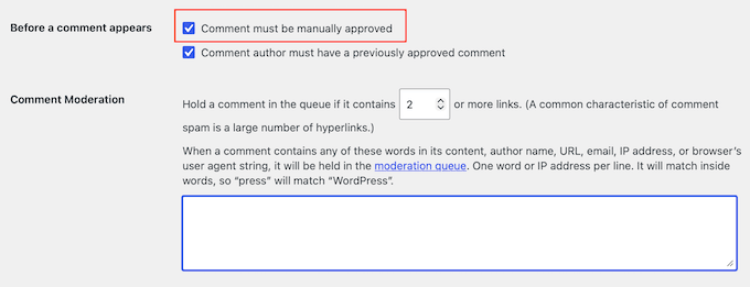 How to require manual approval for WordPress comments